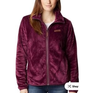 COLUMBIA Fire Side II Marionberry‎ Sherpa Full Zip Fleece Jacket Small | EUC